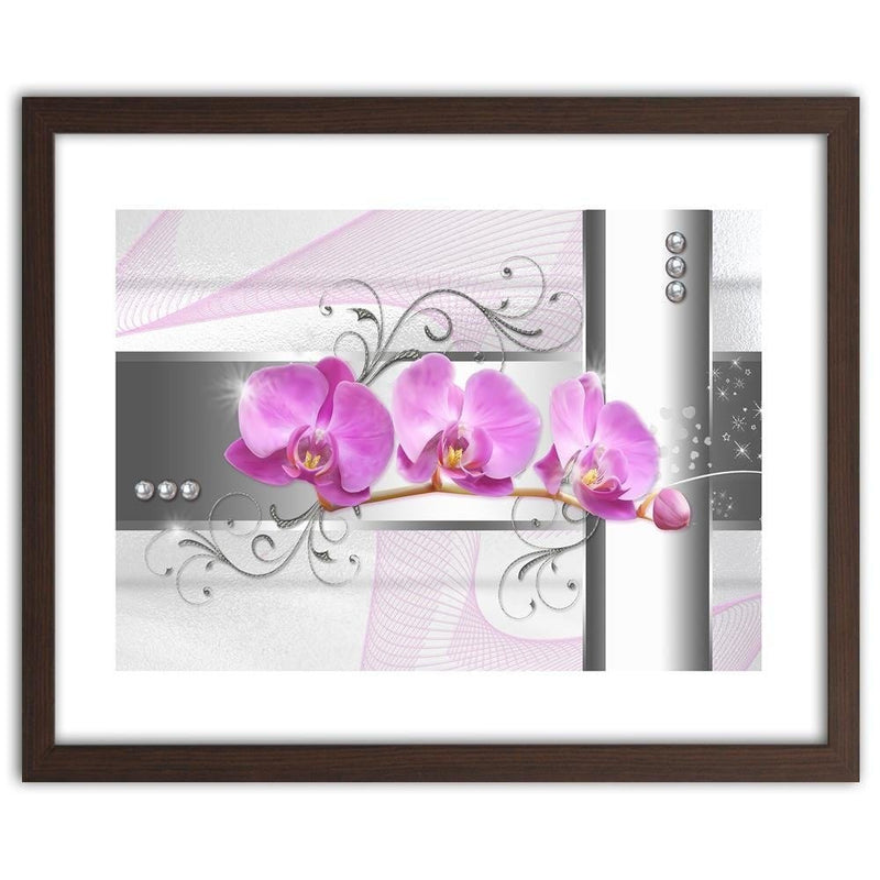 Glezna brūnā rāmī - Orchids Abstraction 1  Home Trends DECO