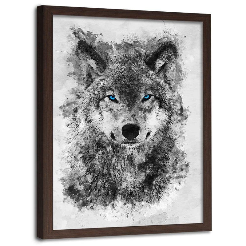 Glezna brūnā rāmī - Painted Wolf  Home Trends DECO