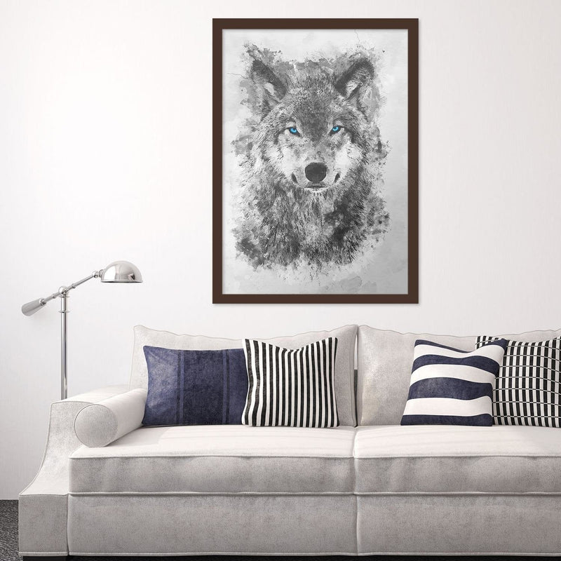 Glezna brūnā rāmī - Painted Wolf  Home Trends DECO