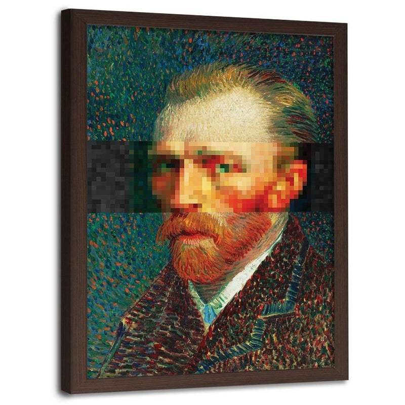 Glezna brūnā rāmī - Painter Self-Portrait Image Blue  Home Trends DECO