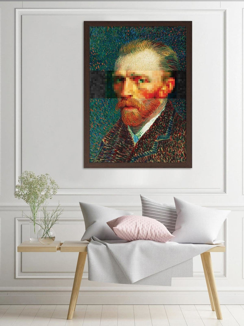 Glezna brūnā rāmī - Painter Self-Portrait Image Blue  Home Trends DECO