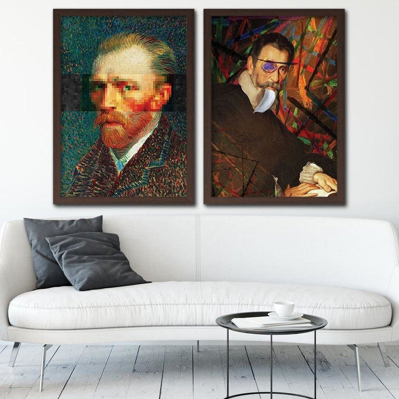 Glezna brūnā rāmī - Painter Self-Portrait Image Blue  Home Trends DECO