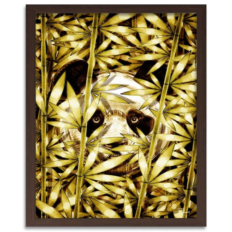 Glezna brūnā rāmī - Panda Image Animal Print Gold  Home Trends DECO