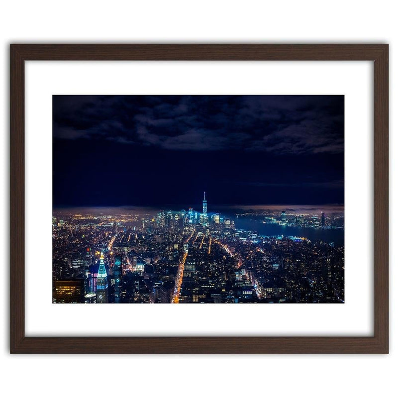 Glezna brūnā rāmī - Panorama Of The City At Night  Home Trends DECO