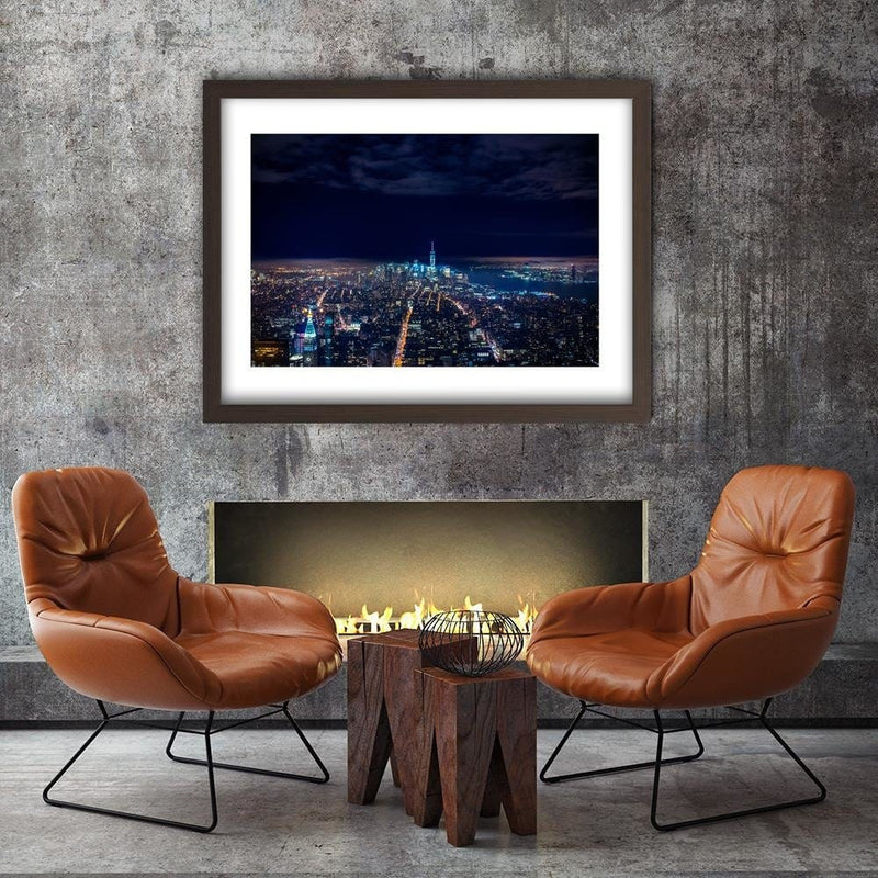 Glezna brūnā rāmī - Panorama Of The City At Night  Home Trends DECO