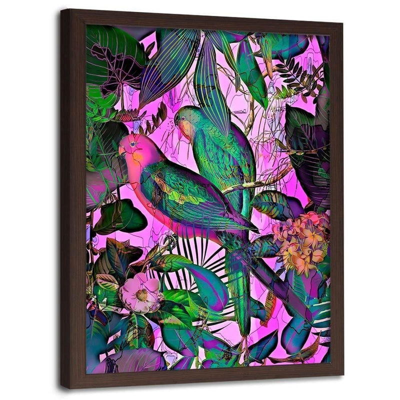 Glezna brūnā rāmī - Paradise Parrots  Home Trends DECO