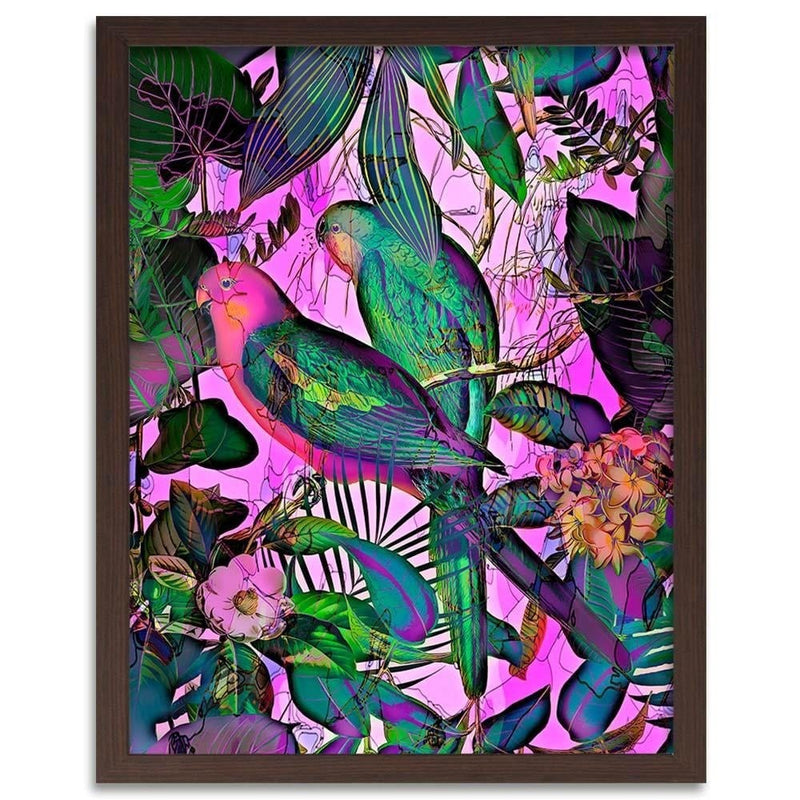 Glezna brūnā rāmī - Paradise Parrots  Home Trends DECO