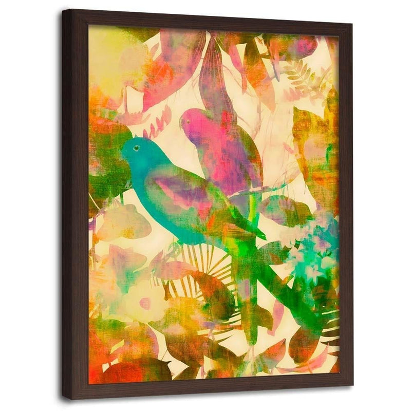 Glezna brūnā rāmī - Parrot In The Leaves  Home Trends DECO