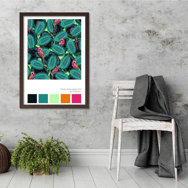 Glezna brūnā rāmī - Parrots Green 28x39 Cm  Home Trends DECO