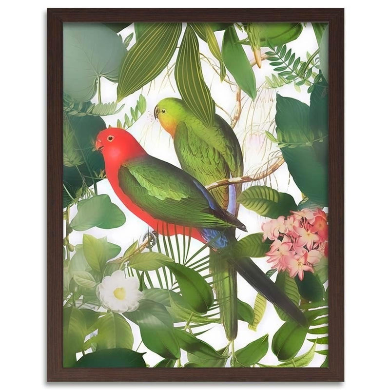 Glezna brūnā rāmī - Parrots In The Leaves  Home Trends DECO