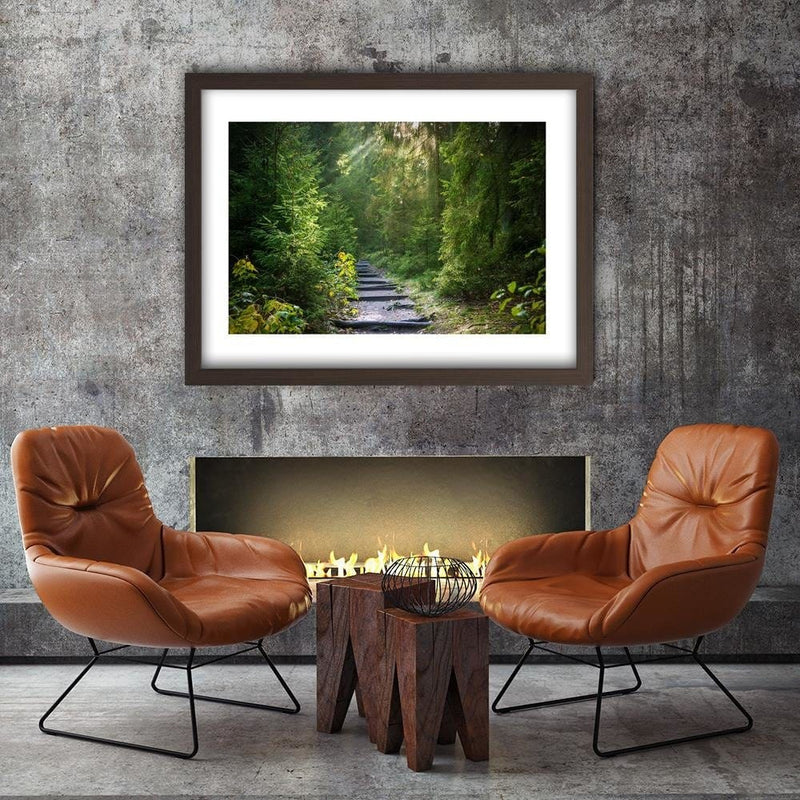 Glezna brūnā rāmī - Path In Green Forest  Home Trends DECO