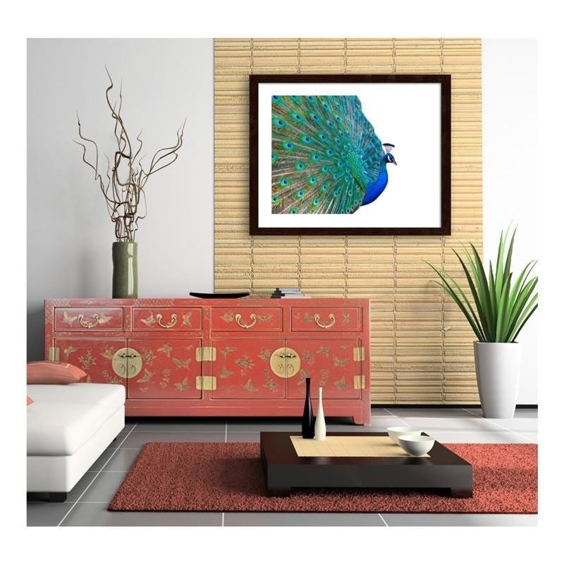 Glezna brūnā rāmī - Peacock with a tail spread out  Home Trends DECO