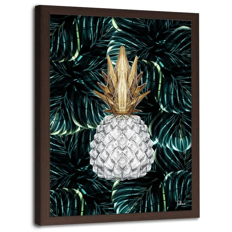 Glezna brūnā rāmī - Pineapple Image Tropical Green  Home Trends DECO