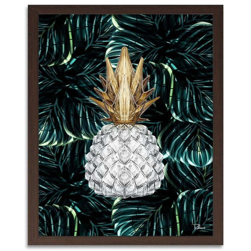 Glezna brūnā rāmī - Pineapple Image Tropical Green  Home Trends DECO