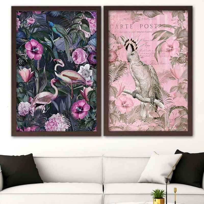 Glezna brūnā rāmī - Pink Birds  Home Trends DECO