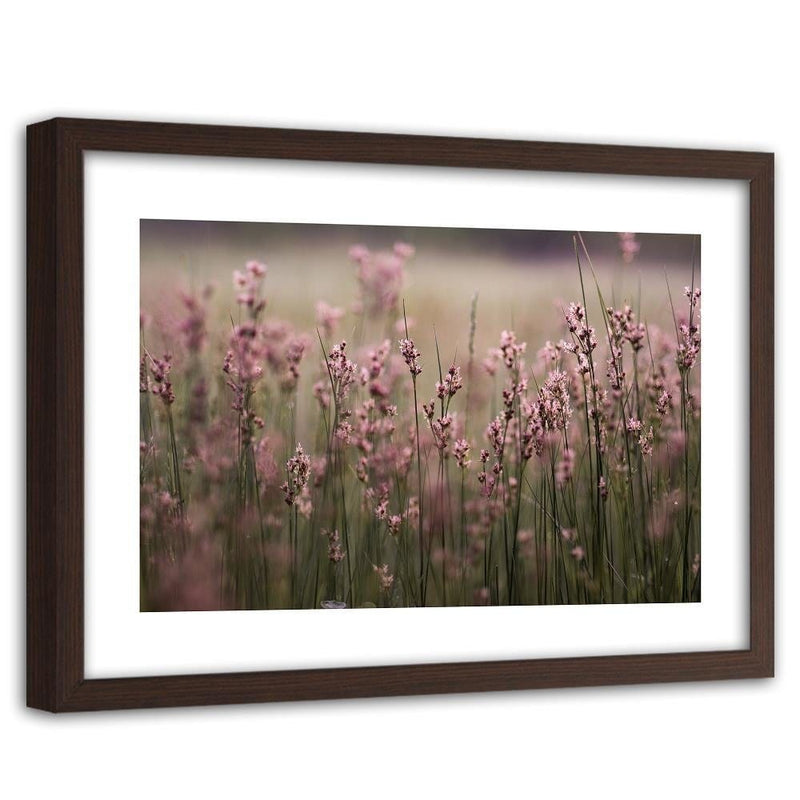 Glezna brūnā rāmī - Pink Flower Field  Home Trends DECO