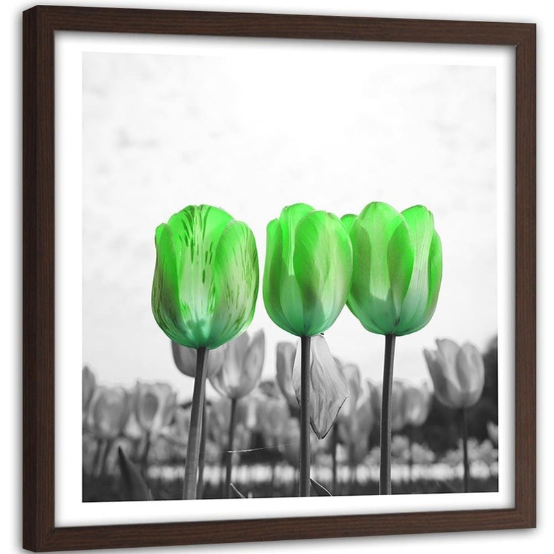 Glezna brūnā rāmī - Poppies On Green Meadow  Home Trends DECO