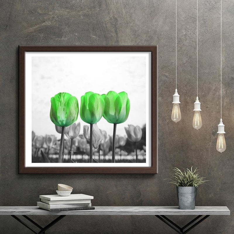 Glezna brūnā rāmī - Poppies On Green Meadow  Home Trends DECO