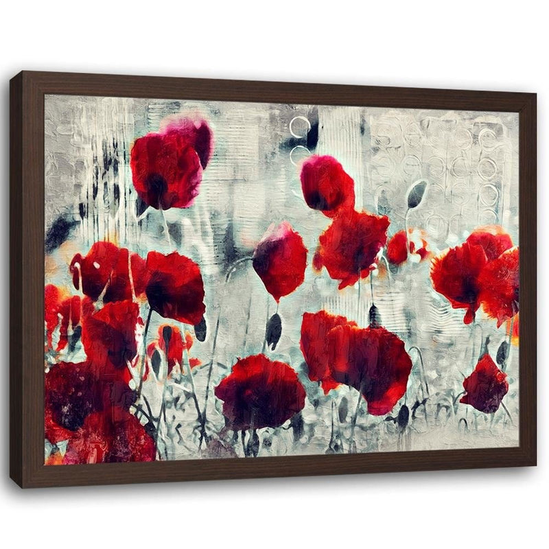 Glezna brūnā rāmī - Poppy Flowers 1  Home Trends DECO