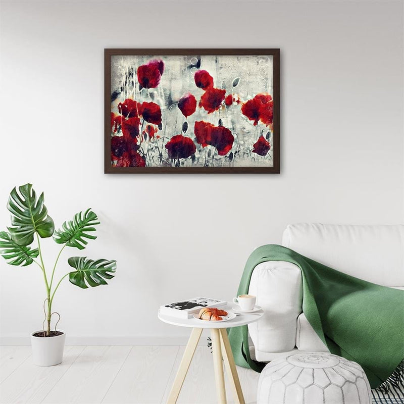 Glezna brūnā rāmī - Poppy Flowers 1  Home Trends DECO