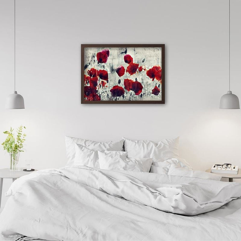 Glezna brūnā rāmī - Poppy Flowers 1  Home Trends DECO