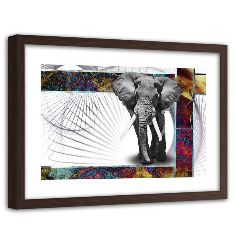 Glezna brūnā rāmī - Powerful Elephant  Home Trends DECO