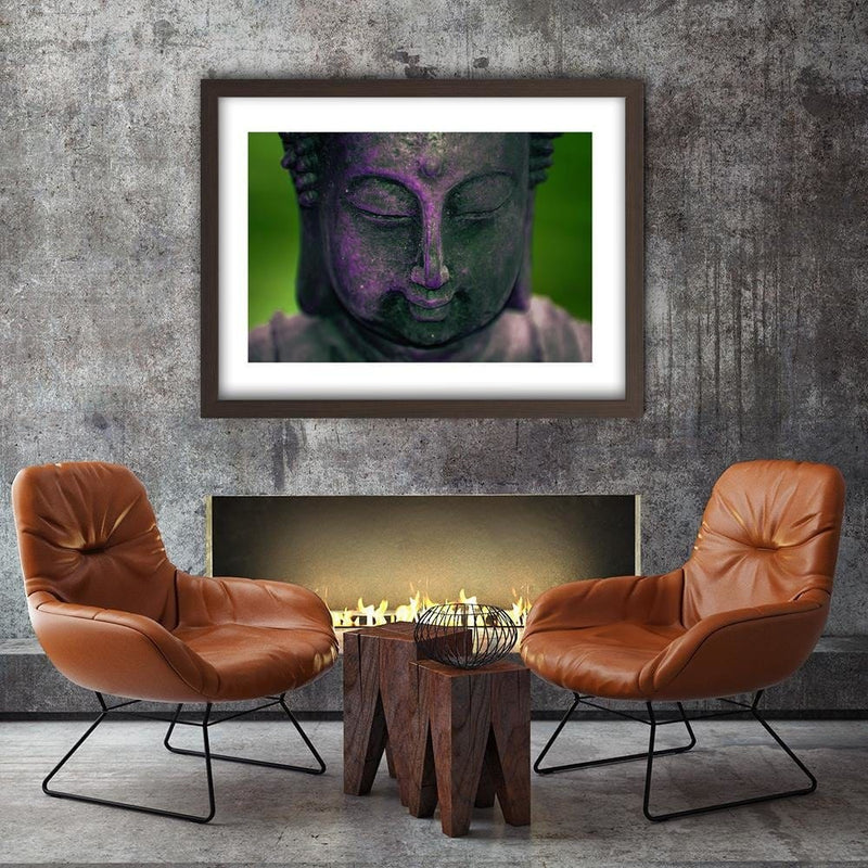 Glezna brūnā rāmī - Purple Buddha Head  Home Trends DECO