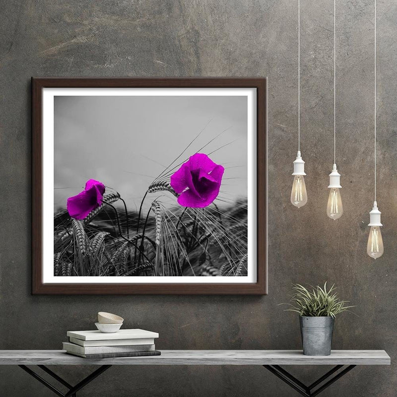 Glezna brūnā rāmī - Purple Poppies And Corn  Home Trends DECO