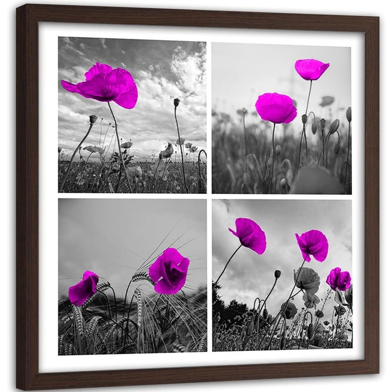 Glezna brūnā rāmī - Purple Poppies  Home Trends DECO