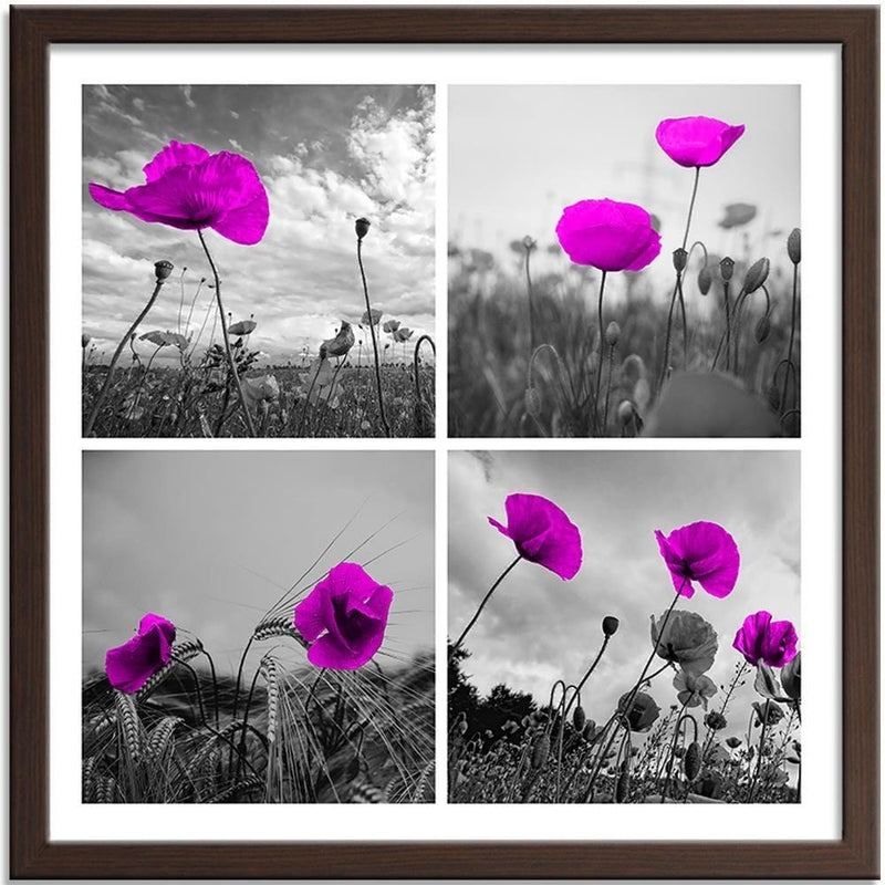 Glezna brūnā rāmī - Purple Poppies  Home Trends DECO