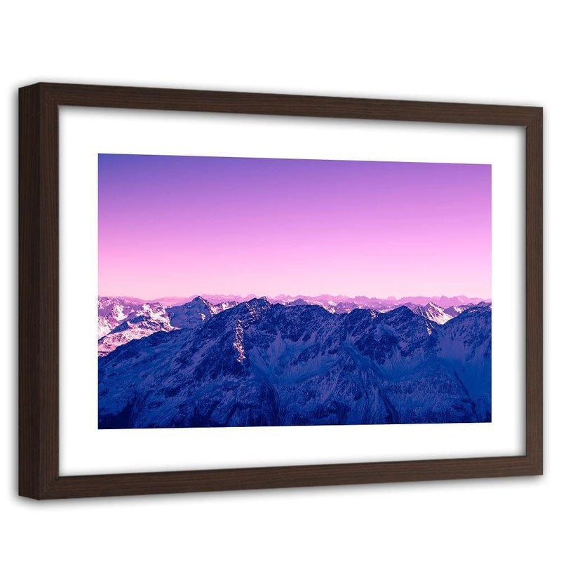 Glezna brūnā rāmī - Purple Sunrise In The Mountains  Home Trends DECO