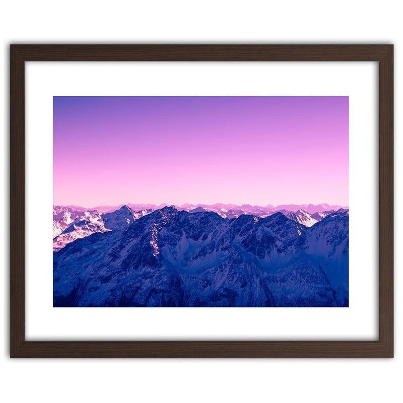 Glezna brūnā rāmī - Purple Sunrise In The Mountains  Home Trends DECO