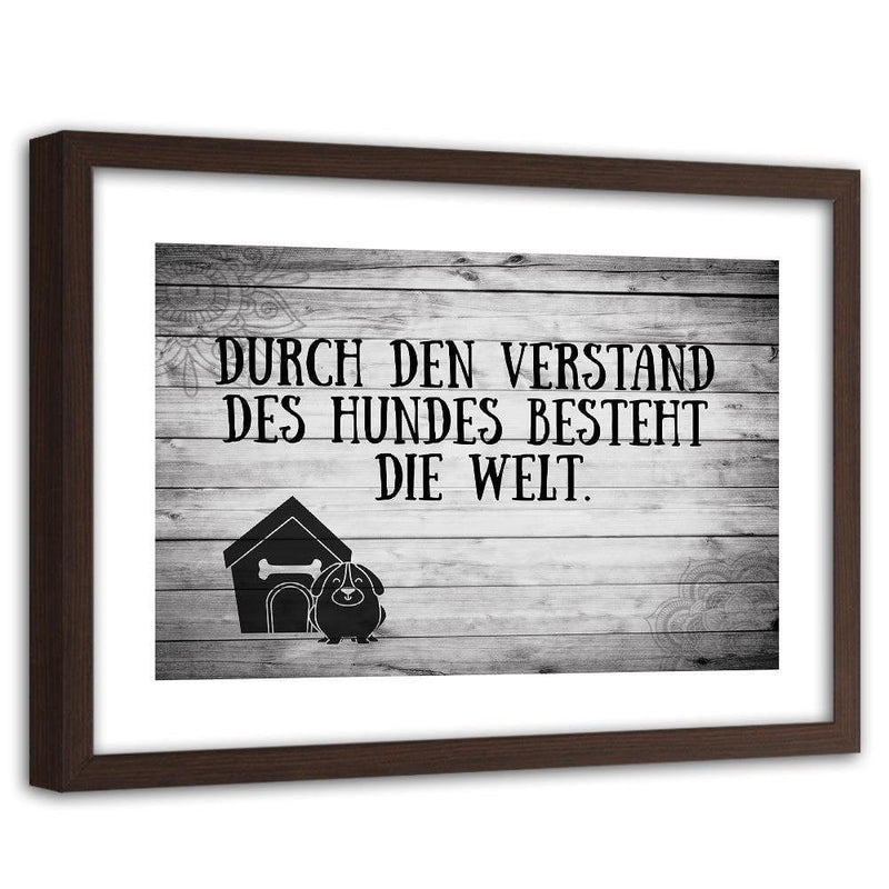 Glezna brūnā rāmī - Quote Dog In Front Of Doghouse  Home Trends DECO