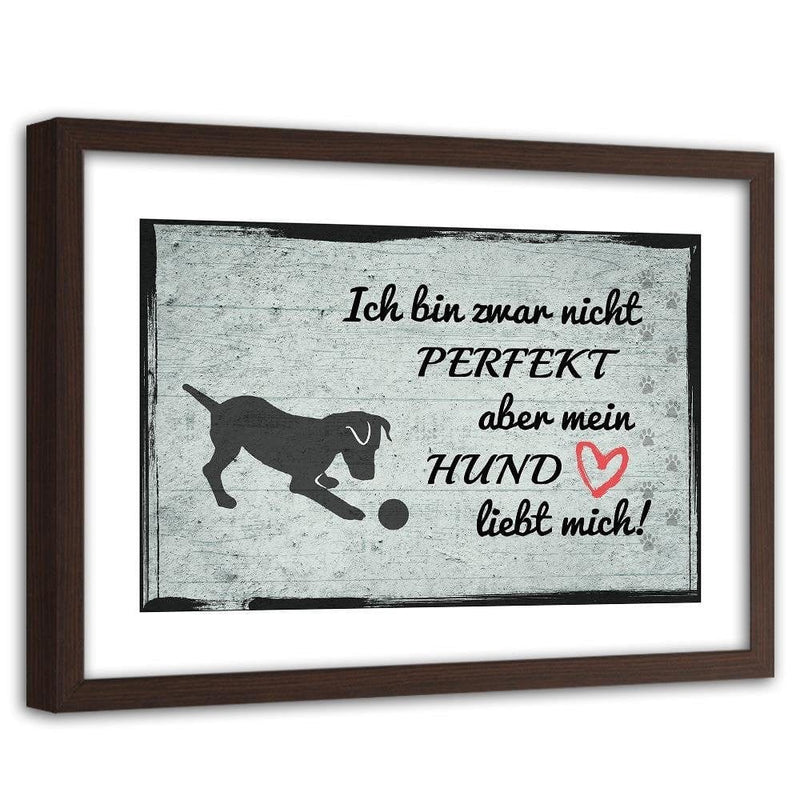 Glezna brūnā rāmī - Quote Dog With Ball  Home Trends DECO