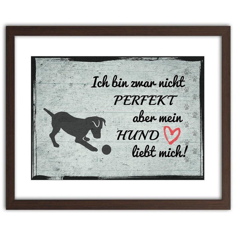 Glezna brūnā rāmī - Quote Dog With Ball  Home Trends DECO