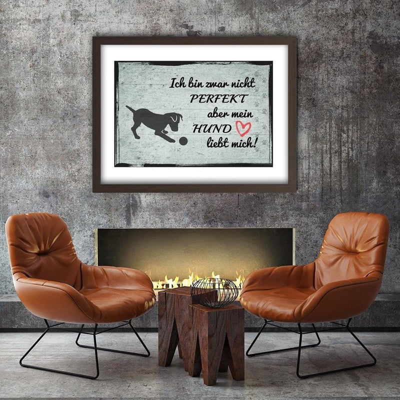 Glezna brūnā rāmī - Quote Dog With Ball  Home Trends DECO