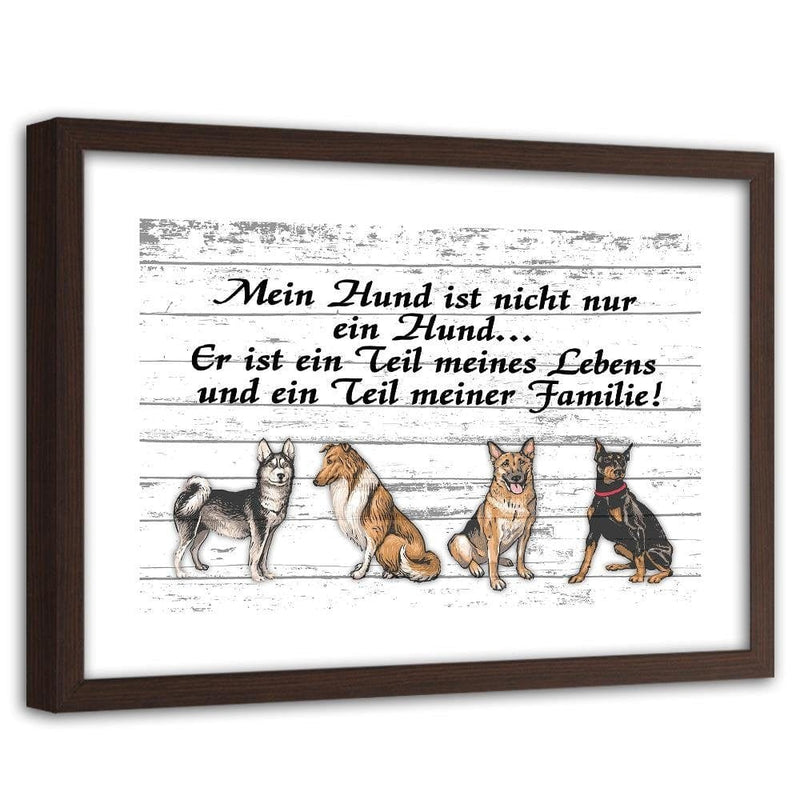 Glezna brūnā rāmī - Quote Four Dogs  Home Trends DECO