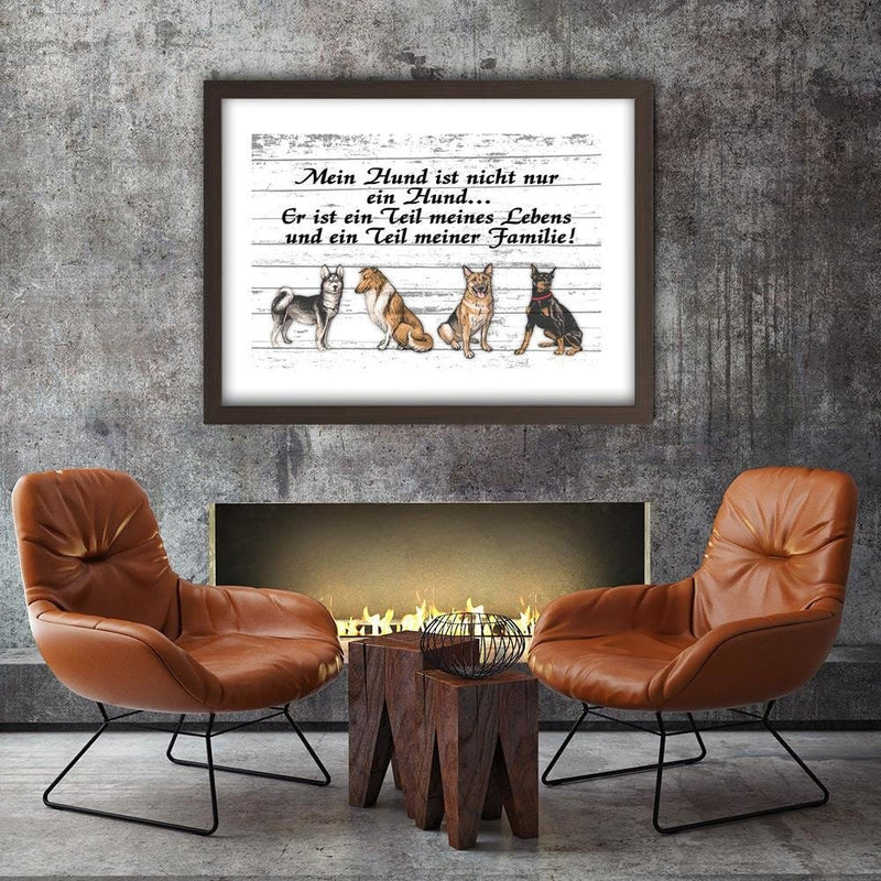 Glezna brūnā rāmī - Quote Four Dogs  Home Trends DECO