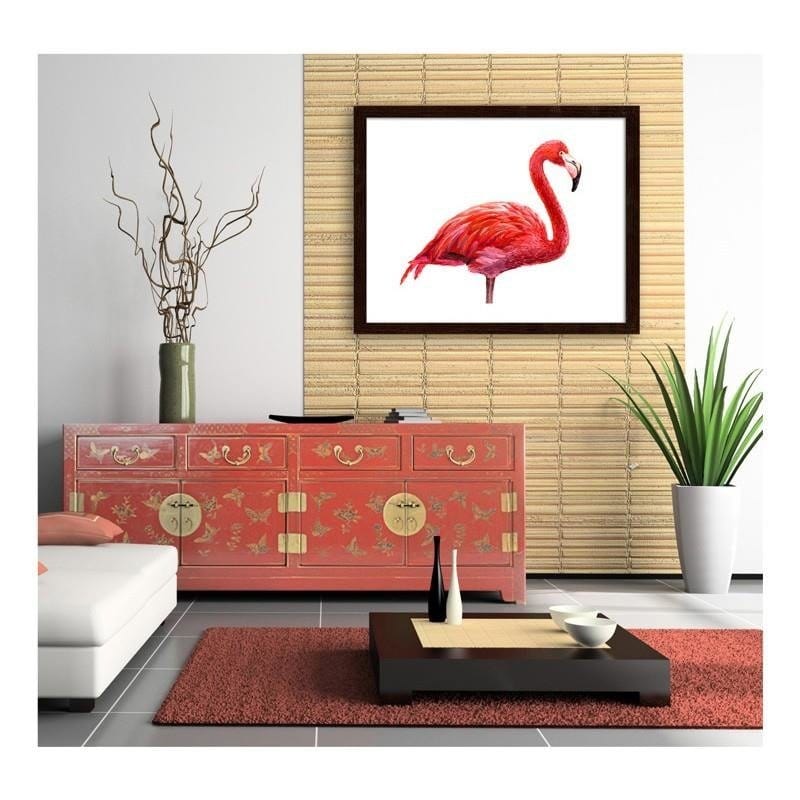 Glezna brūnā rāmī - Realistic flamingo illustration  Home Trends DECO