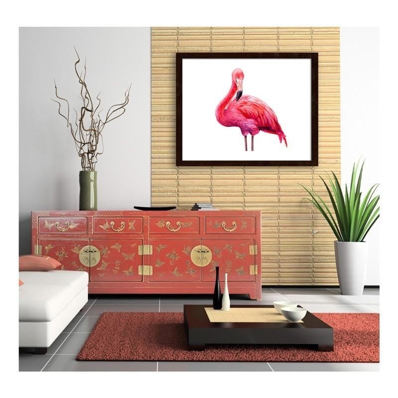 Glezna brūnā rāmī - Realistic illustration of a pink flamingo  Home Trends DECO