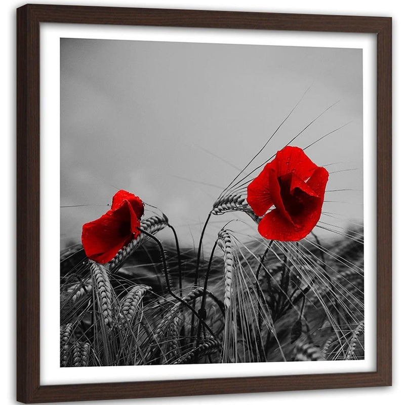 Glezna brūnā rāmī - Red Poppies And Corn  Home Trends DECO