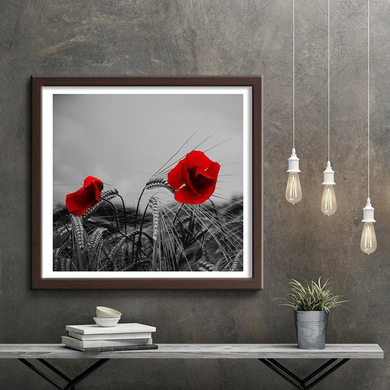 Glezna brūnā rāmī - Red Poppies And Corn  Home Trends DECO