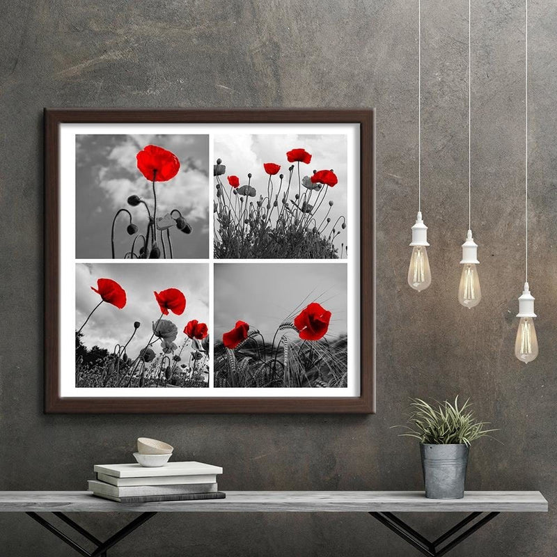 Glezna brūnā rāmī - Red Poppies  Home Trends DECO