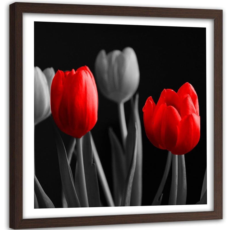 Glezna brūnā rāmī - Red Tulips  Home Trends DECO