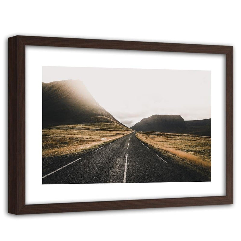 Glezna brūnā rāmī - Road And Mountains  Home Trends DECO