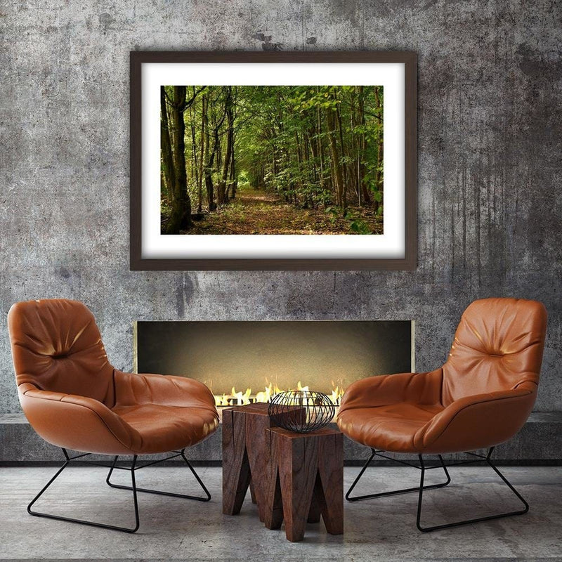 Glezna brūnā rāmī - Road In The Dense Forest  Home Trends DECO