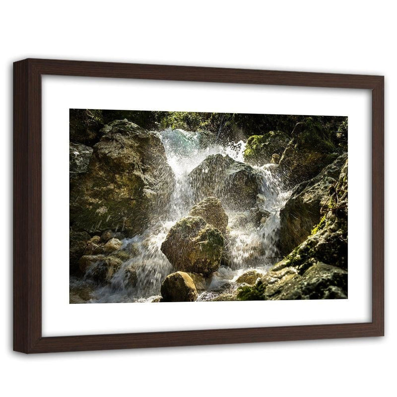 Glezna brūnā rāmī - Rushing Waterfall  Home Trends DECO