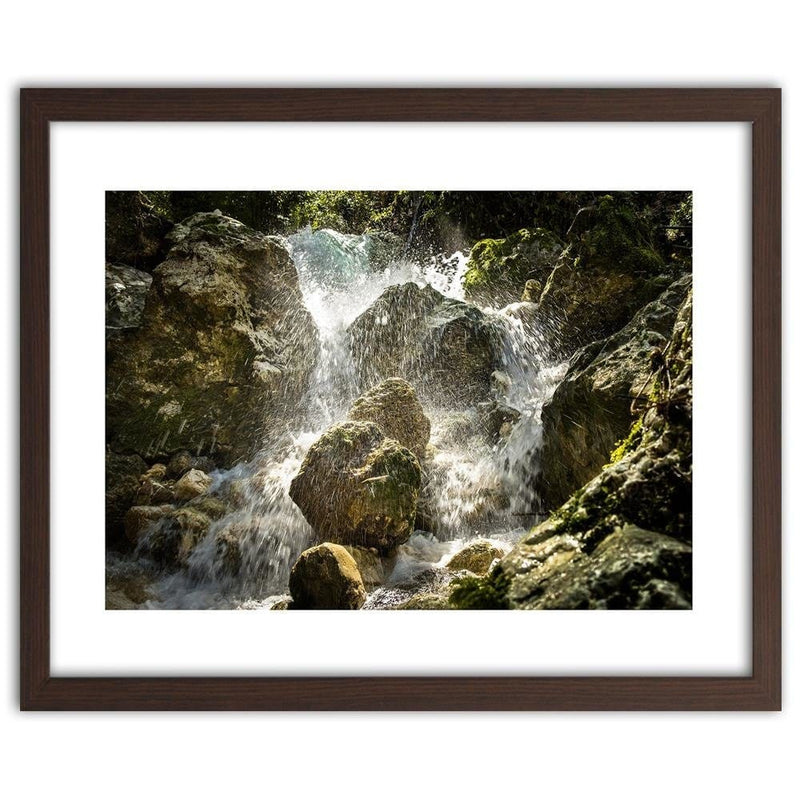 Glezna brūnā rāmī - Rushing Waterfall  Home Trends DECO