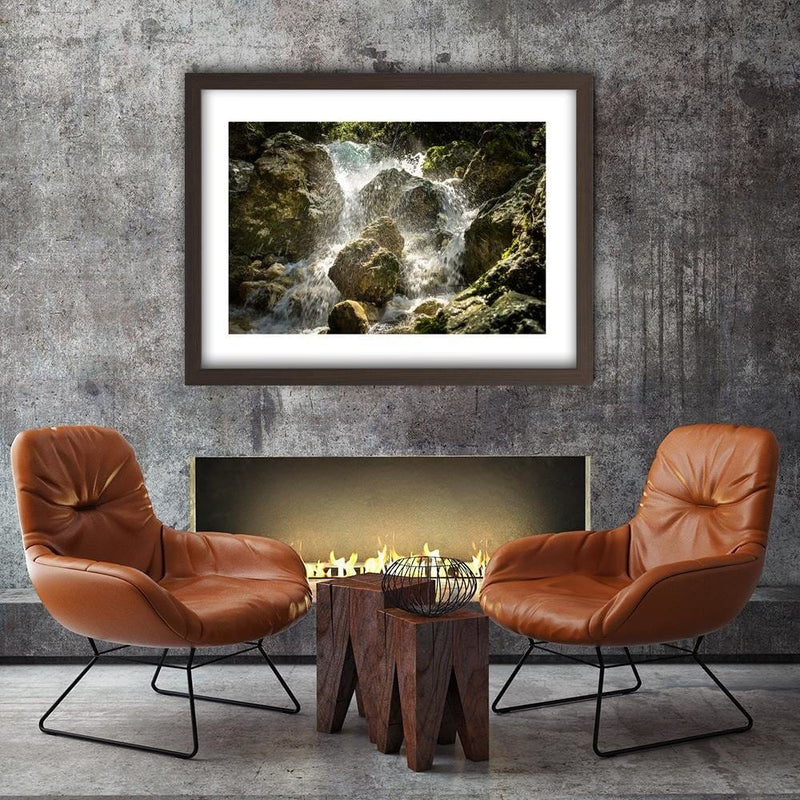 Glezna brūnā rāmī - Rushing Waterfall  Home Trends DECO