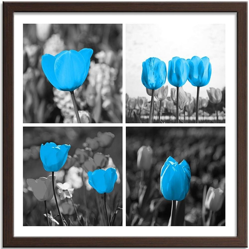 Glezna brūnā rāmī - Set Of Blue Tulips  Home Trends DECO